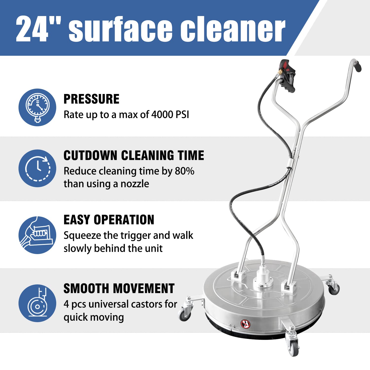 Janz surface cleaner side view with dual handles for easy maneuverability