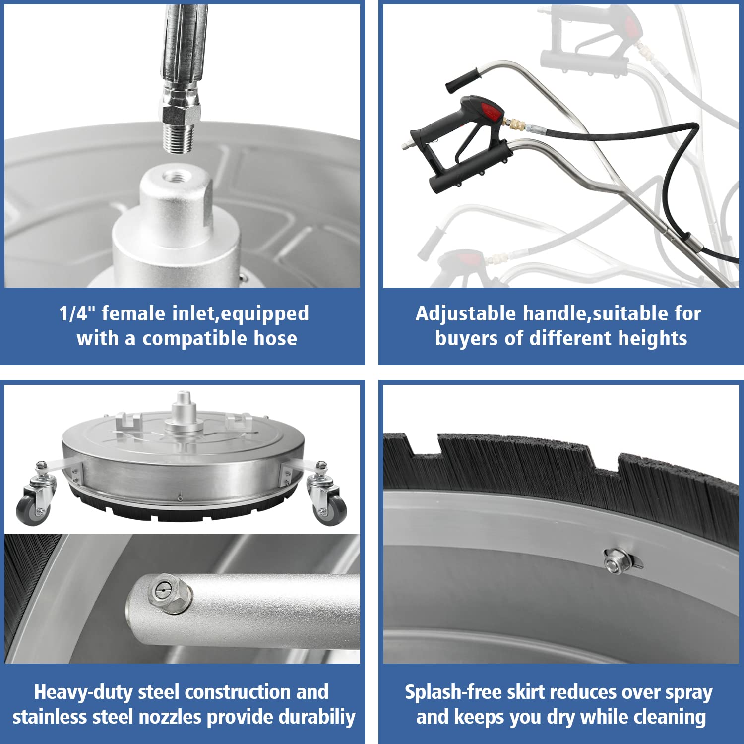Janz surface cleaner with four wheels enabling smooth transport
