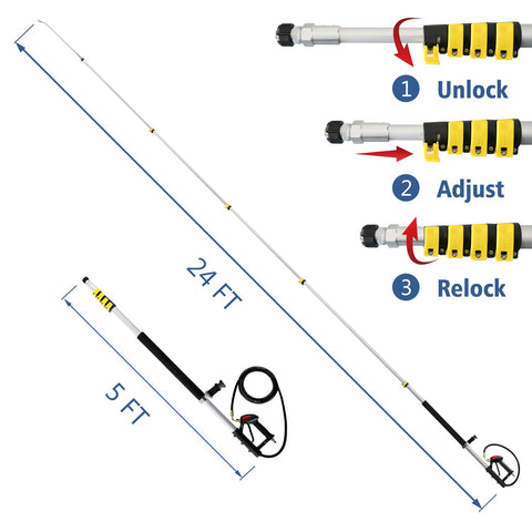 The janz gutter cleaner attachment targets gutters from below.