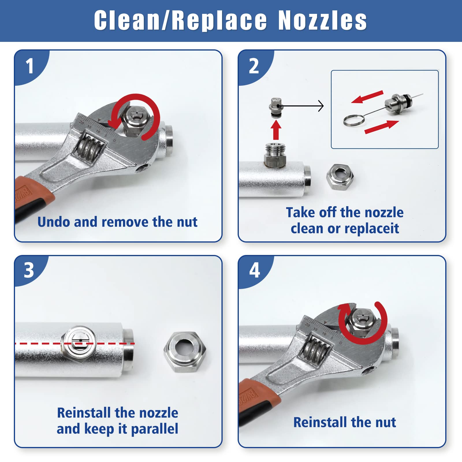 JANZ nozzle cleaner helps maintain top spray performance over time