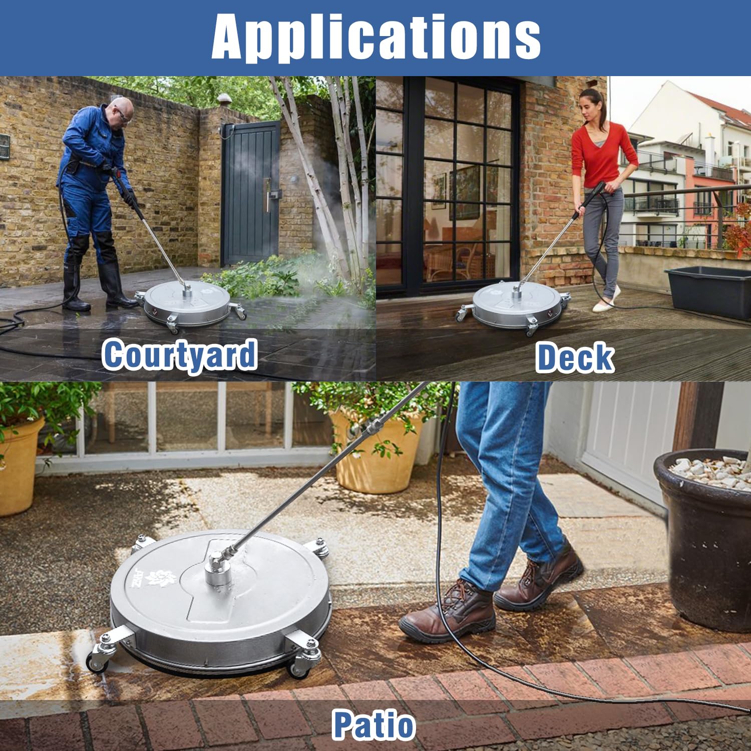 JANZ splash-free skirt minimizes overspray and keeps you dry.