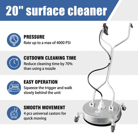 Janz surface cleaner dual-handle design enhances control on large surfaces.