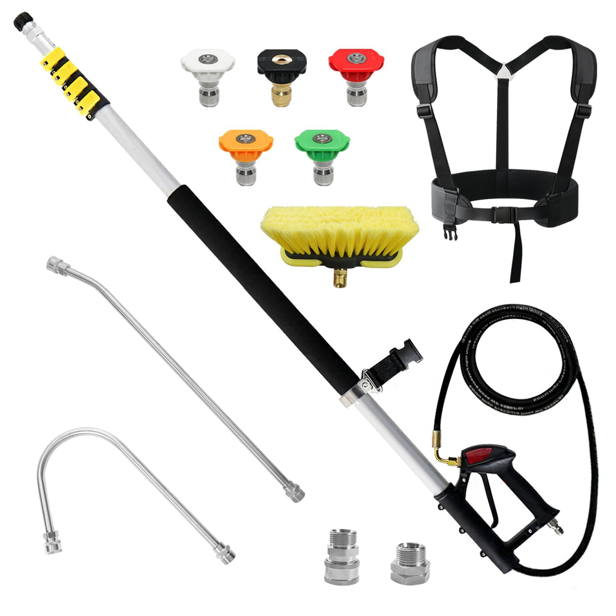 The janz telescoping wand 24ft extends reach for soffits from ground.