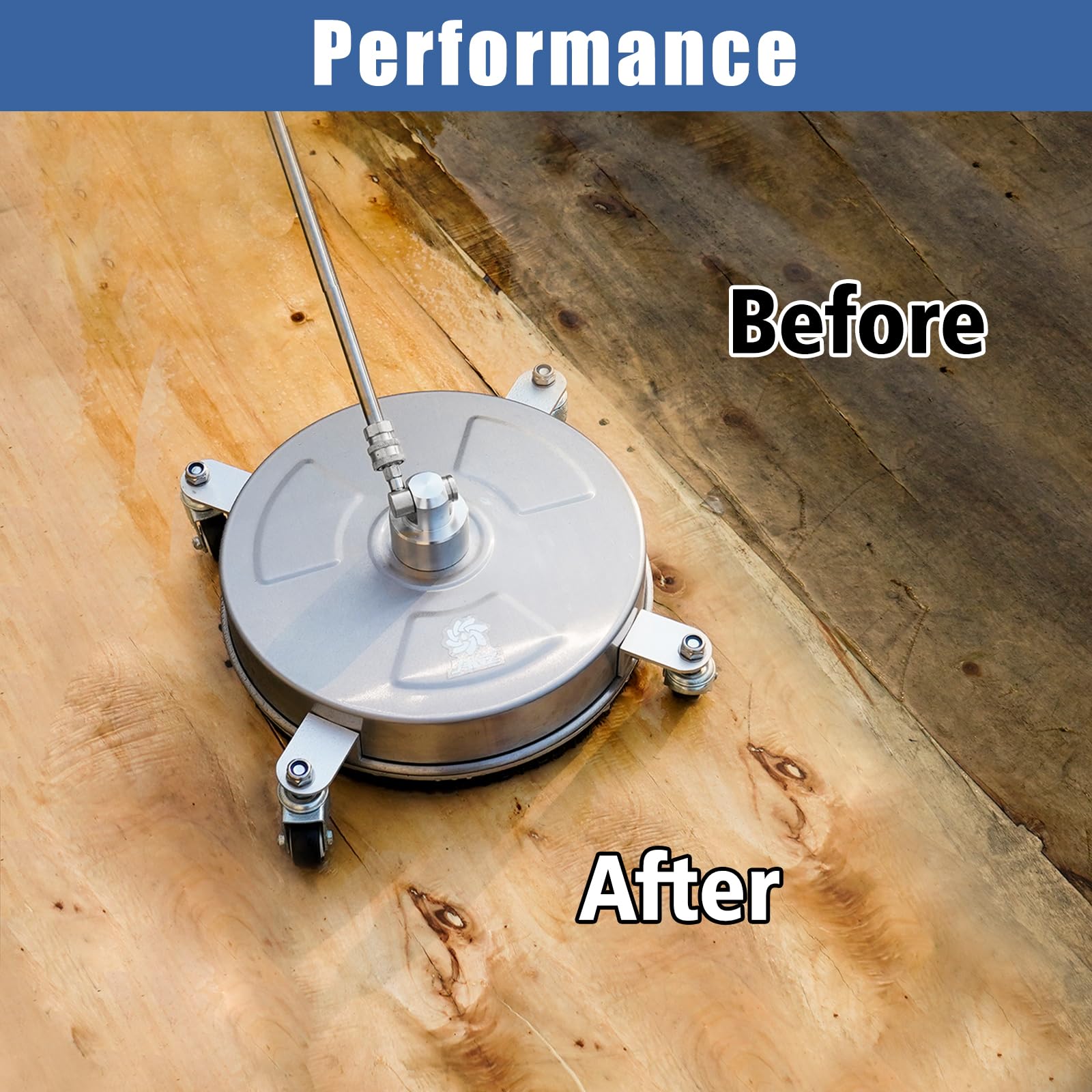 Janz surface cleaner with four universal wheels for easy mobility
