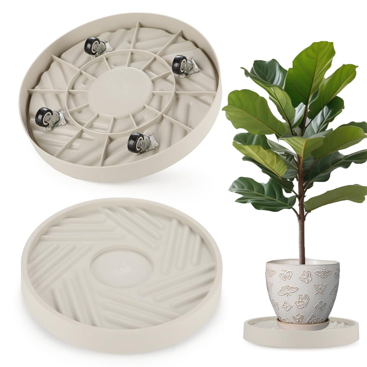 JAOXISOU plant caddy with wheels rolling stand supports heavy pots for easy relocation