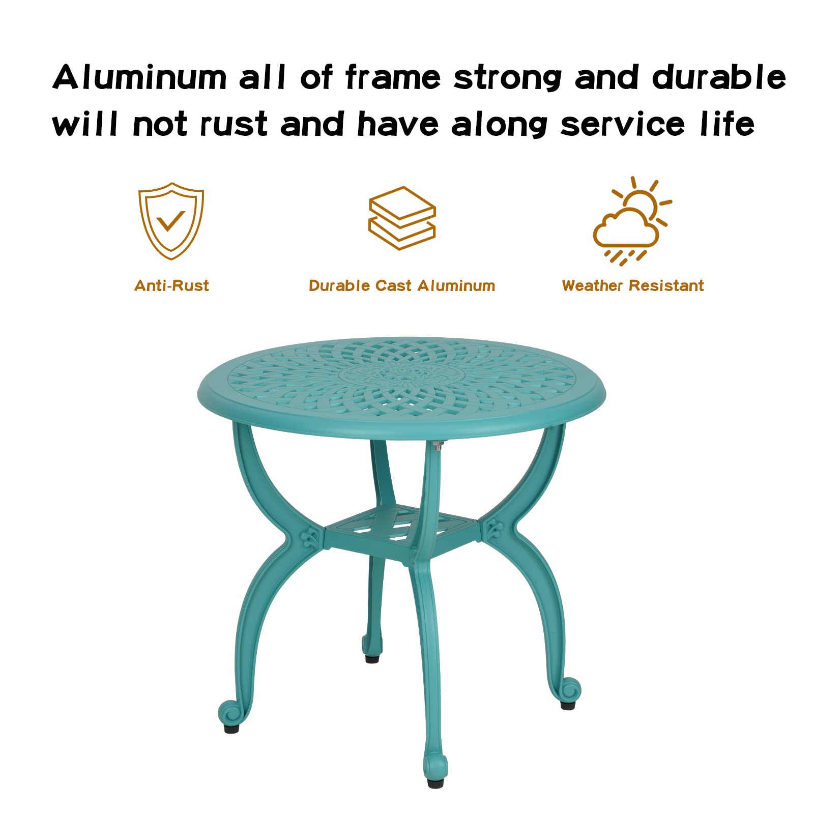 JARDIN DE CENTENNIAL 21x21 inch table fits compact patios and balconies.
