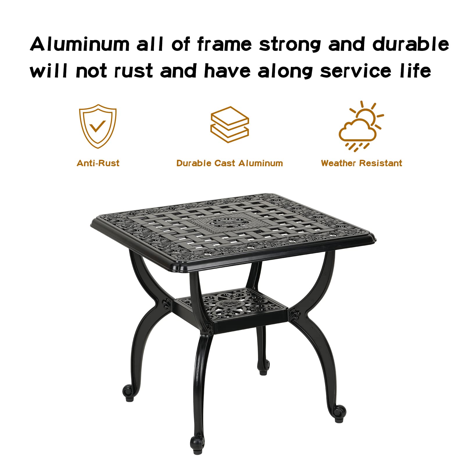 Four-foot sturdy support on JARDIN DE CENTENNIAL table improves stability