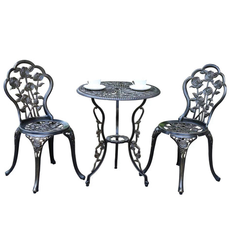 JARDIN DE CENTENNIAL patio bistro table in rose copper for outdoor entertaining