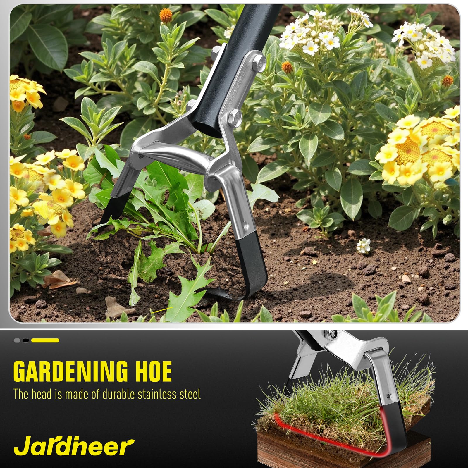 Jardineer 65 manganese steel blade close-up for tough soil