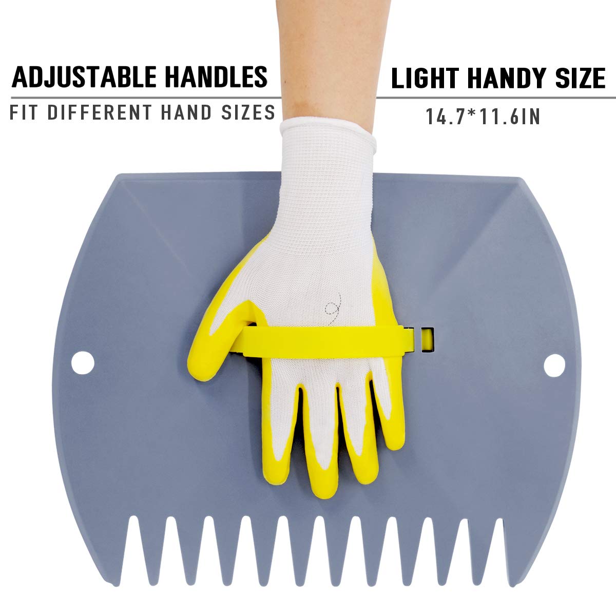 Jardineer adjustable-fit leaf claws for small and large hands during yard work.