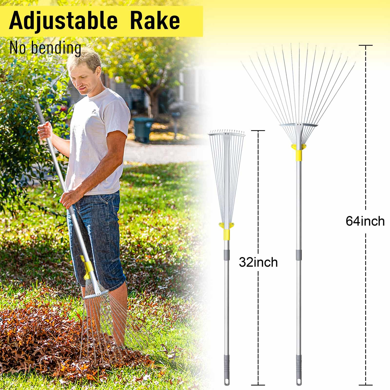 Jardineer flexible tines prevent turf damage while gathering debris.