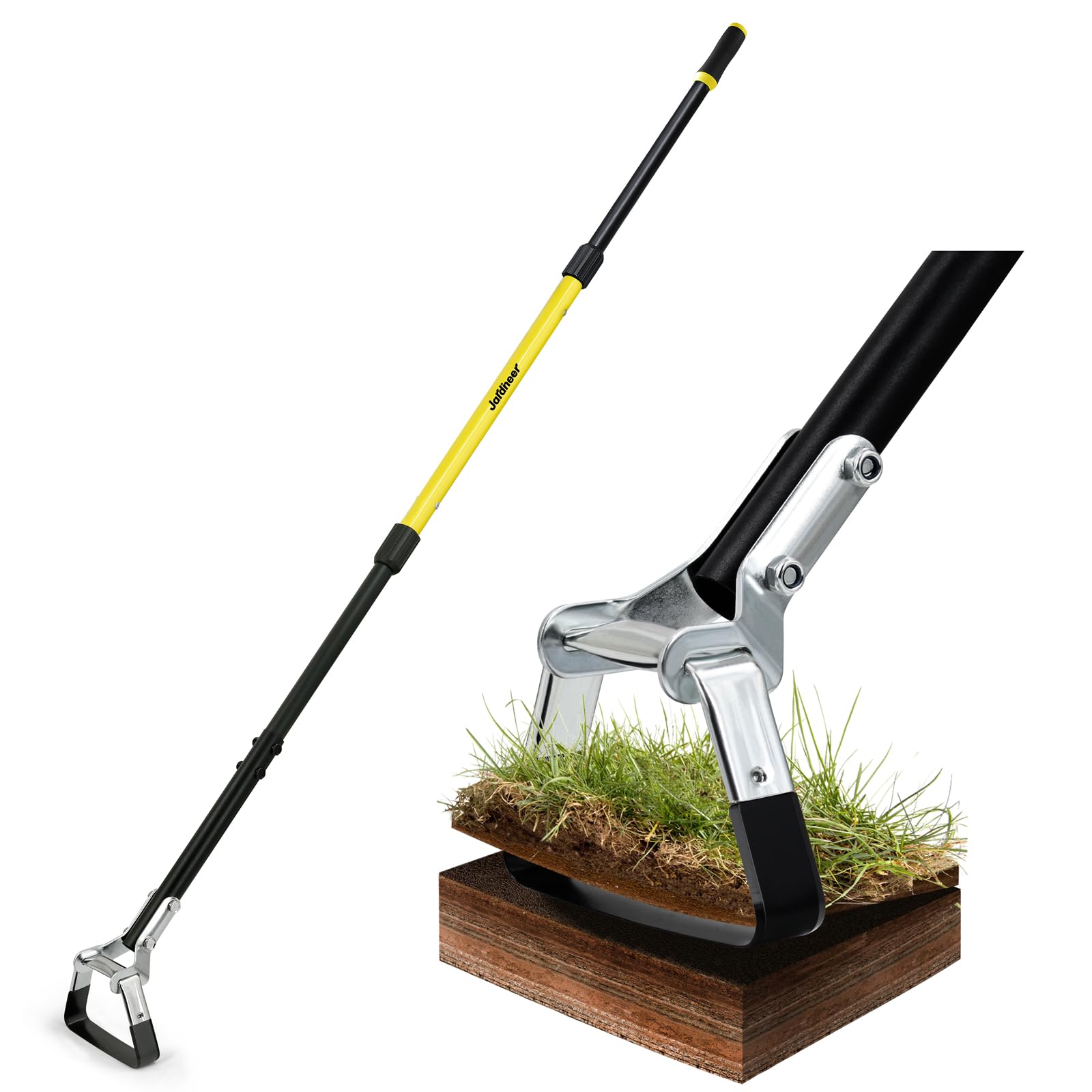 Jardineer garden hoe with long 64 inch handle offering ergonomic grip for easier weeding