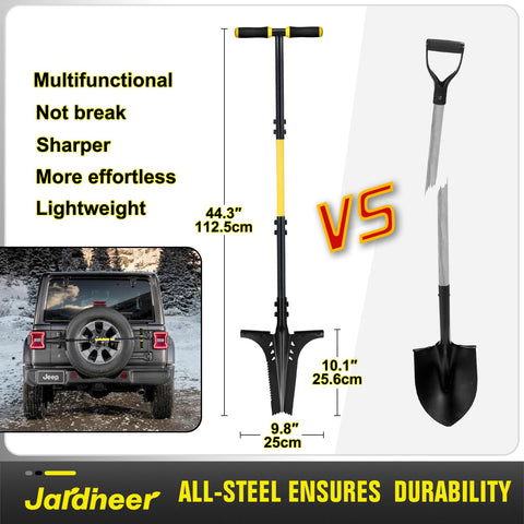 Jardineer garden-shovel multi-functional-tool adapts to digging and trenching tasks.