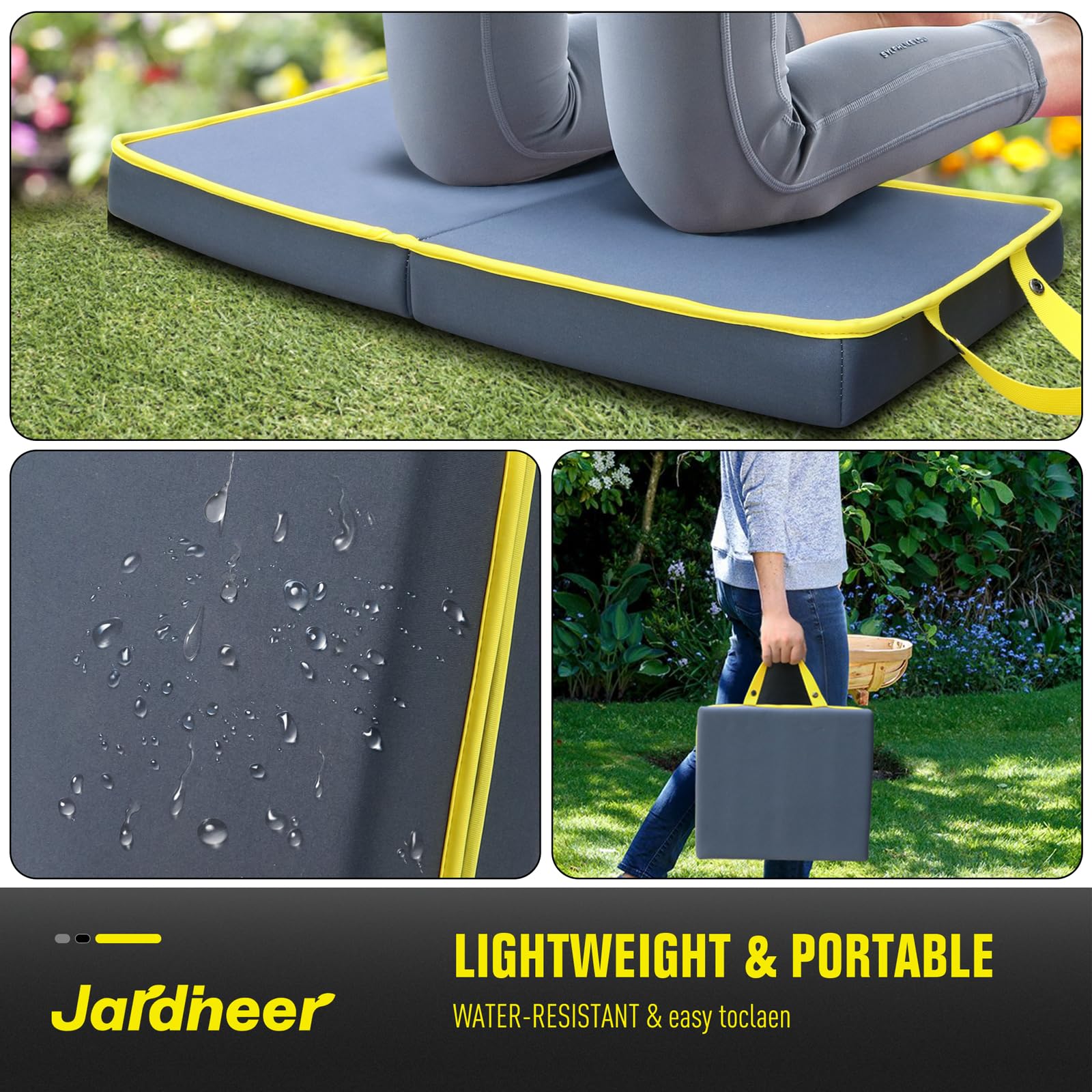 Jardineer kneeling pad folded for compact storage in tool bag.