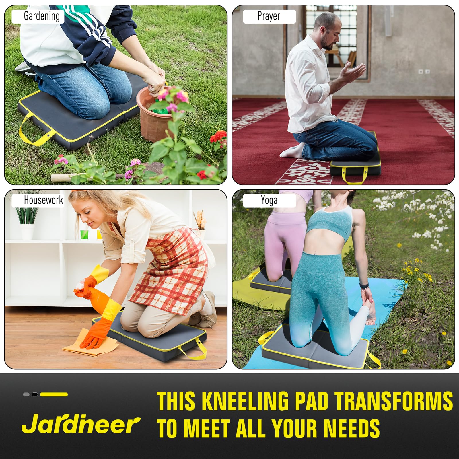 Jardineer kneeling pad with waterproof cover protects against moisture.
