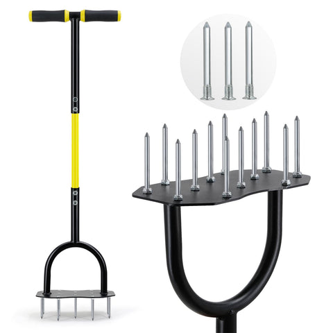 Jardineer Lawn Aerator Spike Tool with 36-inch reach for deep soil penetration.