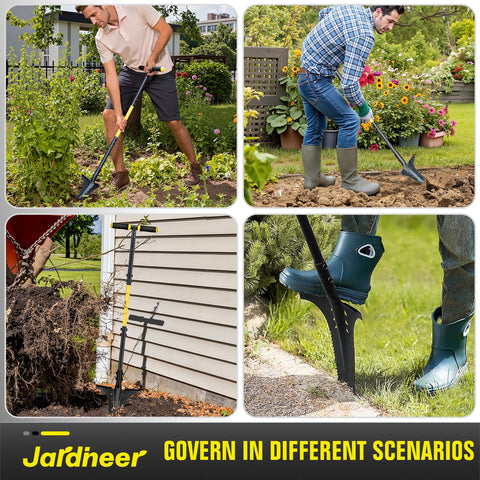 Jardineer root shovel digging-hard-soil pierces clay and compact earth.