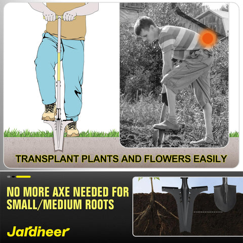 Jardineer root shovel edging-trench-transplant-tool handles narrow spaces easily.
