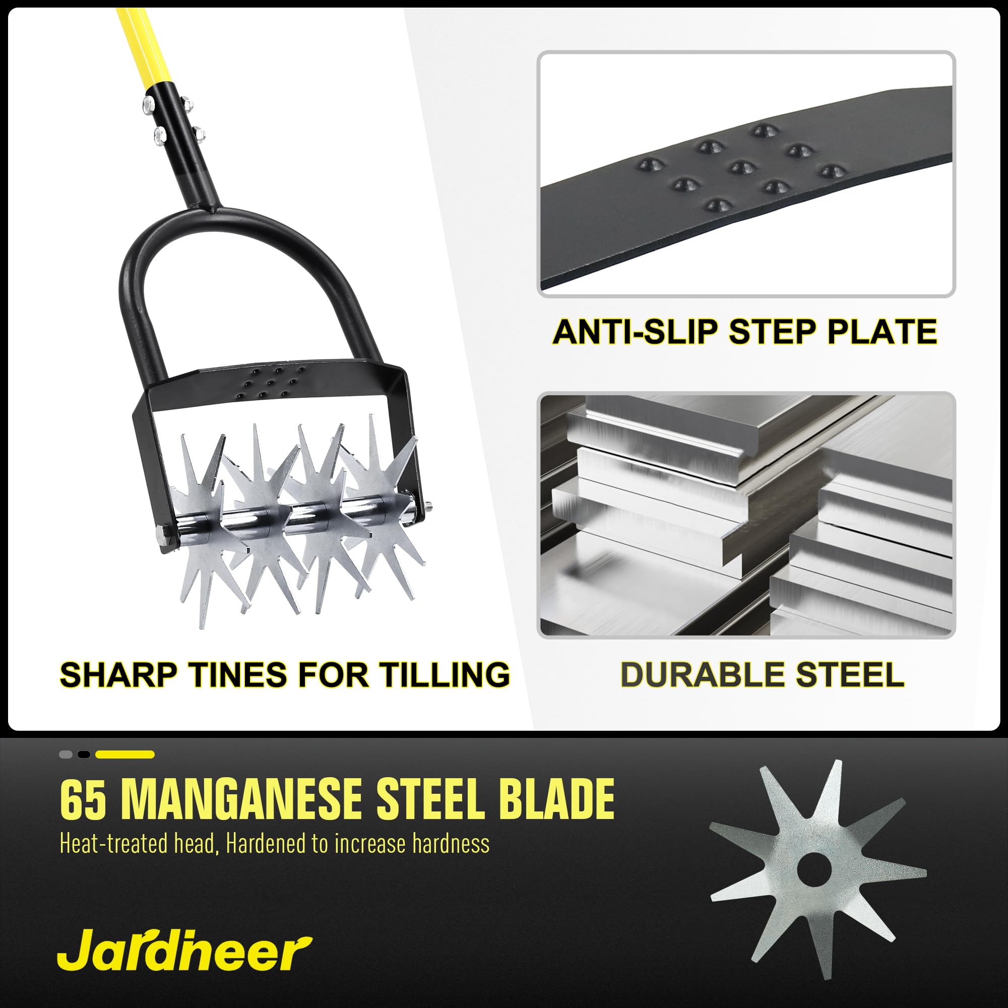 Jardineer rotary cultivator reduces strain for seniors and women gardeners