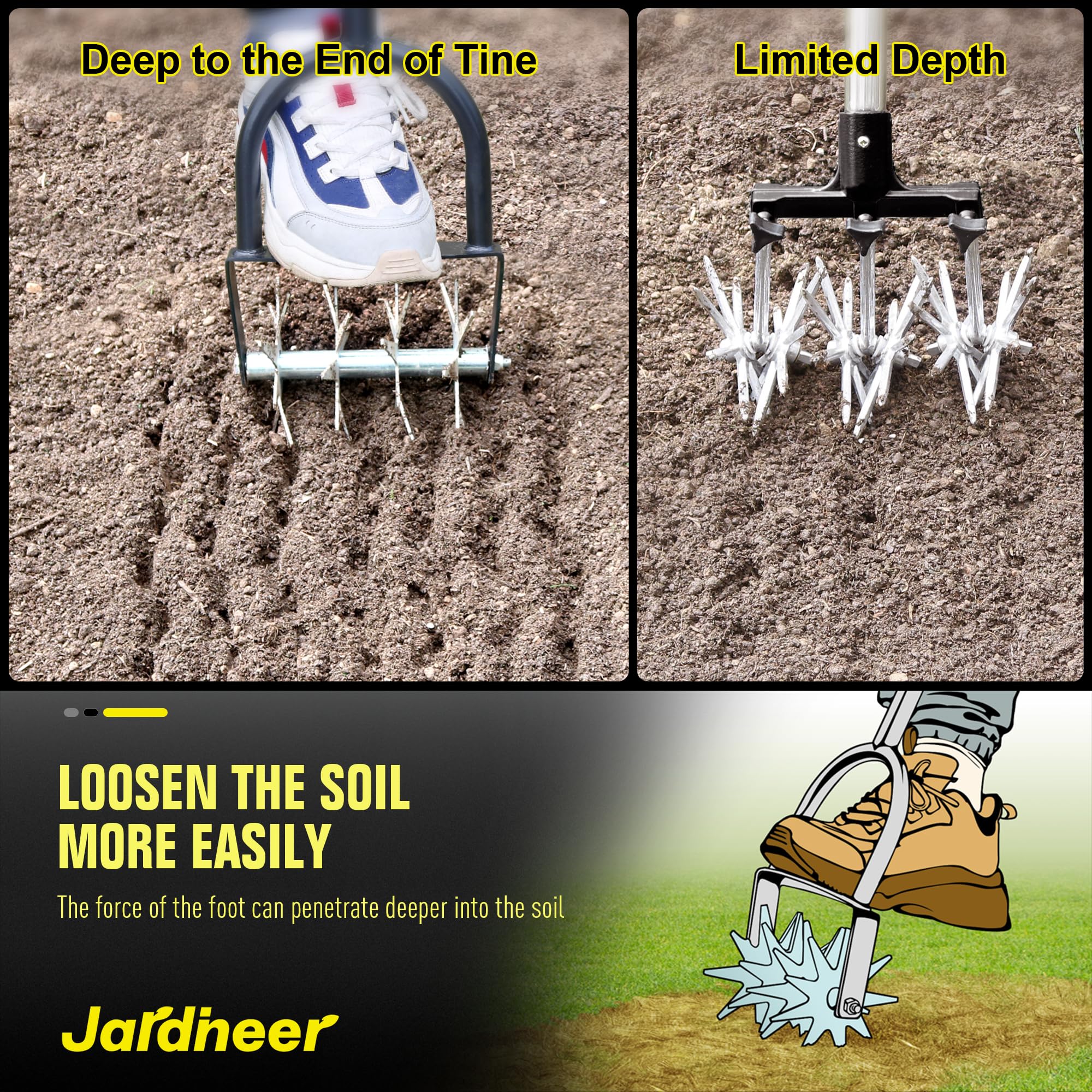 Jardineer soil prep and aeration tool for improved drainage