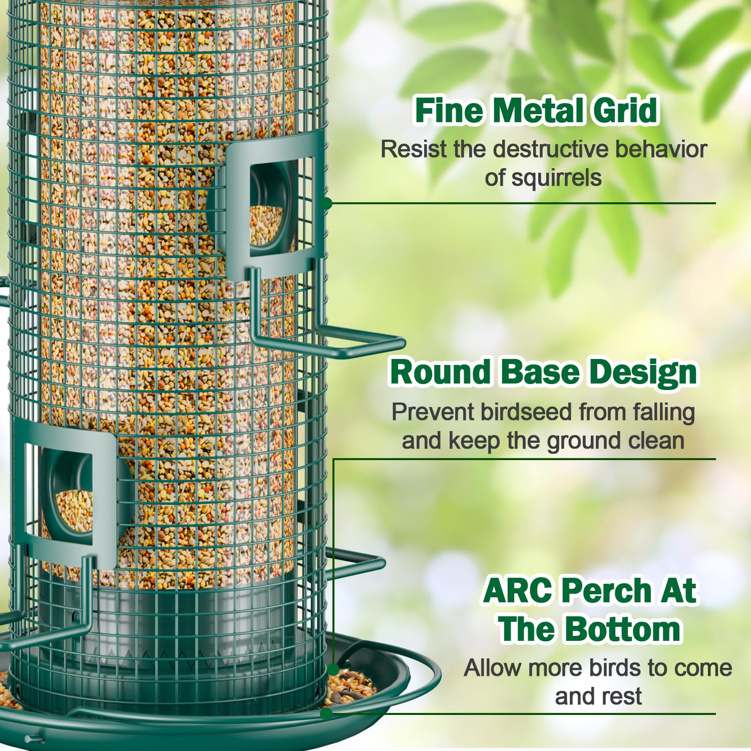Jarkyfine 2lb capacity feeder with ample seed storage