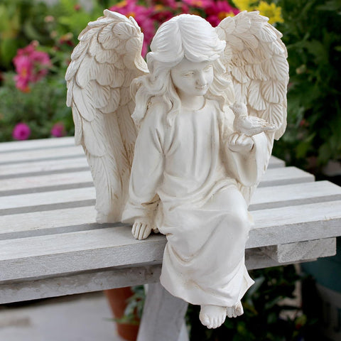 JARPSIRY Angel Garden Statue: sitting angel enhances outdoor serenity.