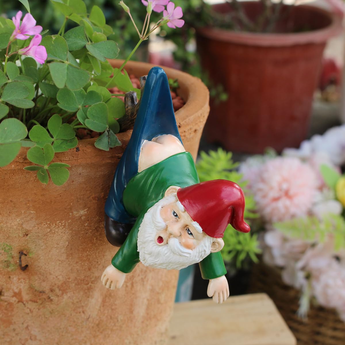 JARPSIRY blue pants gnome decor brightens patios with playful character on edge.