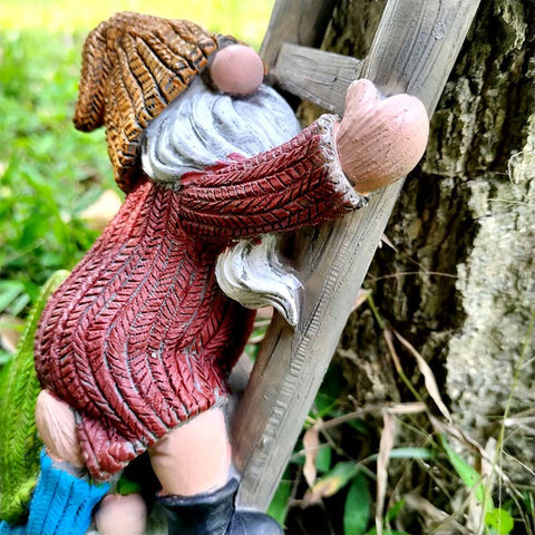 JARPSIRY garden lawn ornament gnome on steps for curb appeal.