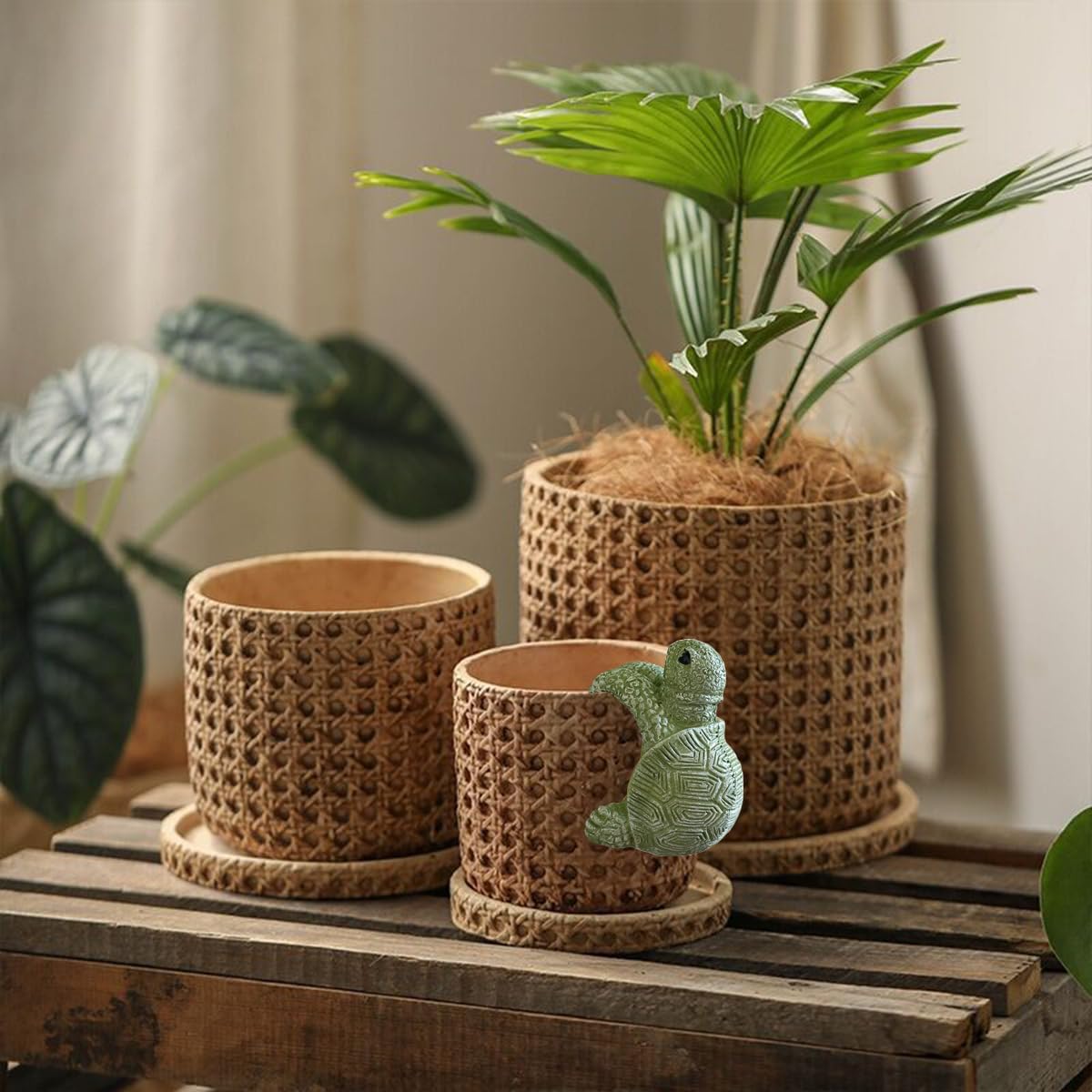 JARPSIRY hanging garden decor tortoise pot enhances fence or edge displays.