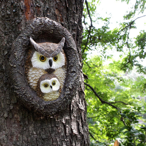 JARPSIRY tree-face owl art with lifelike textures
