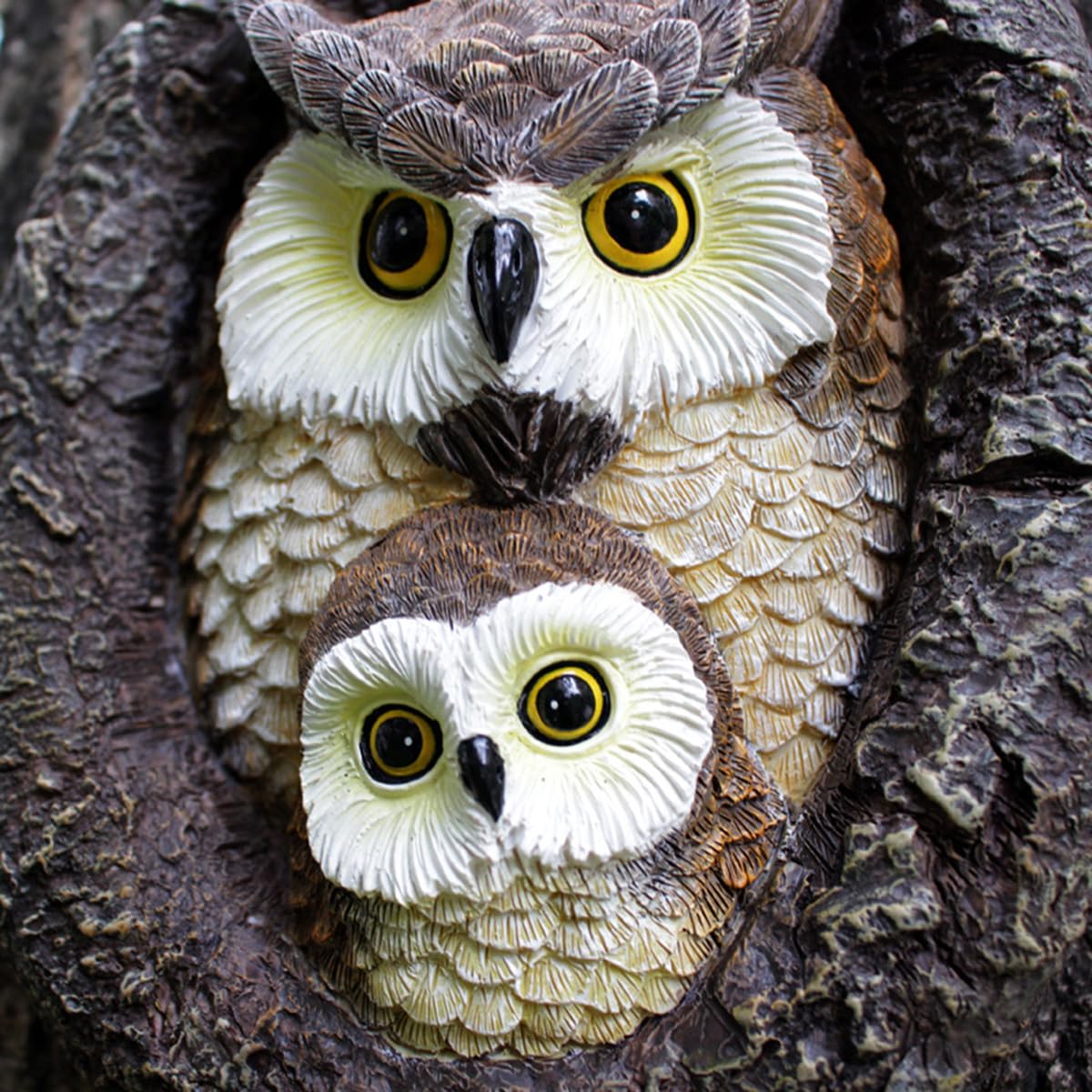 JARPSIRY yard art owl peeker greeting guests in the garden