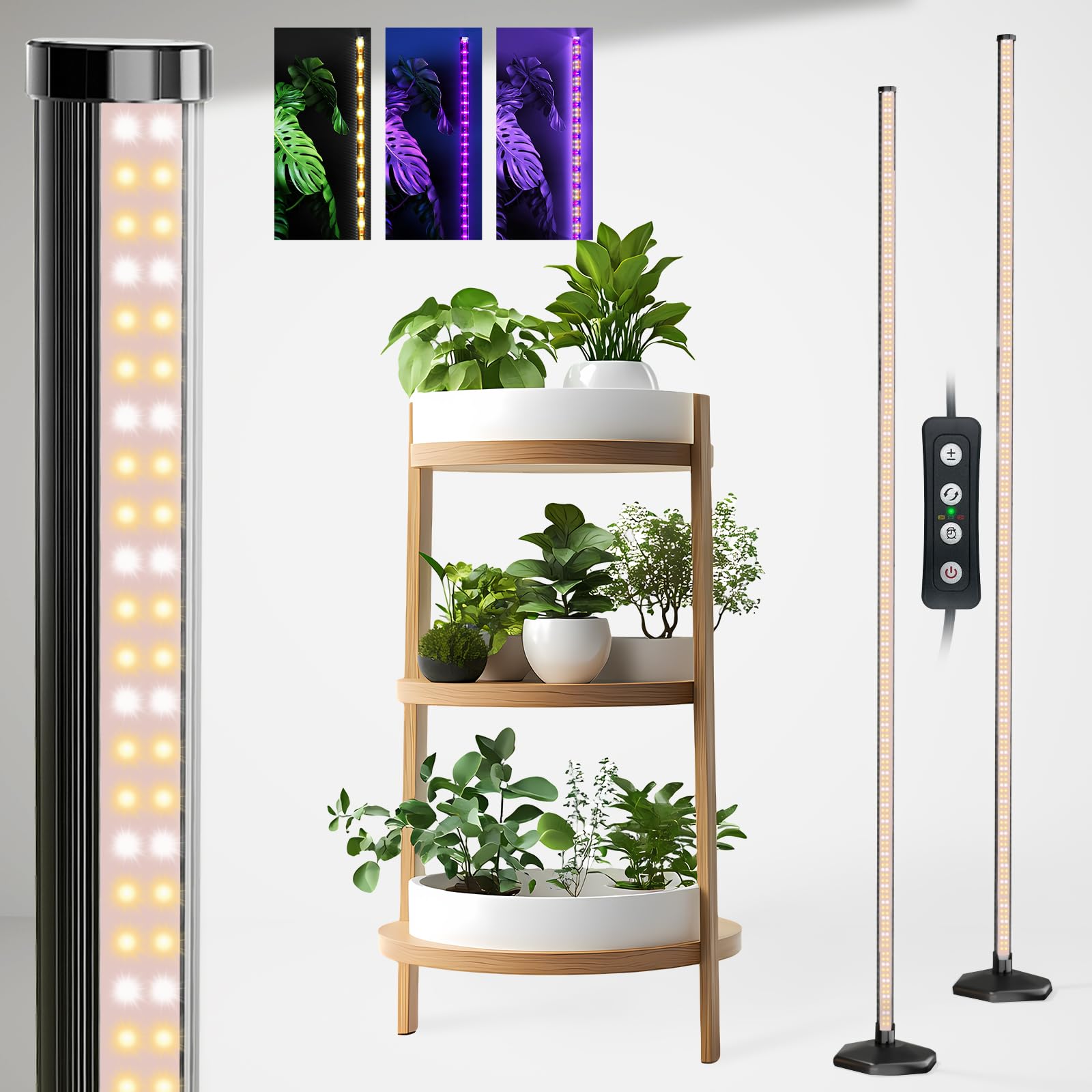 JarryStart grow lights in vertical setup offer even coverage for indoor plants.