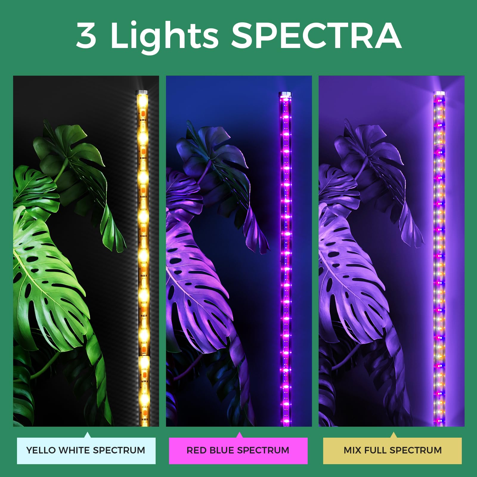 JarryStart vertical grow light with 120-degree beam provides broad illumination for plants.
