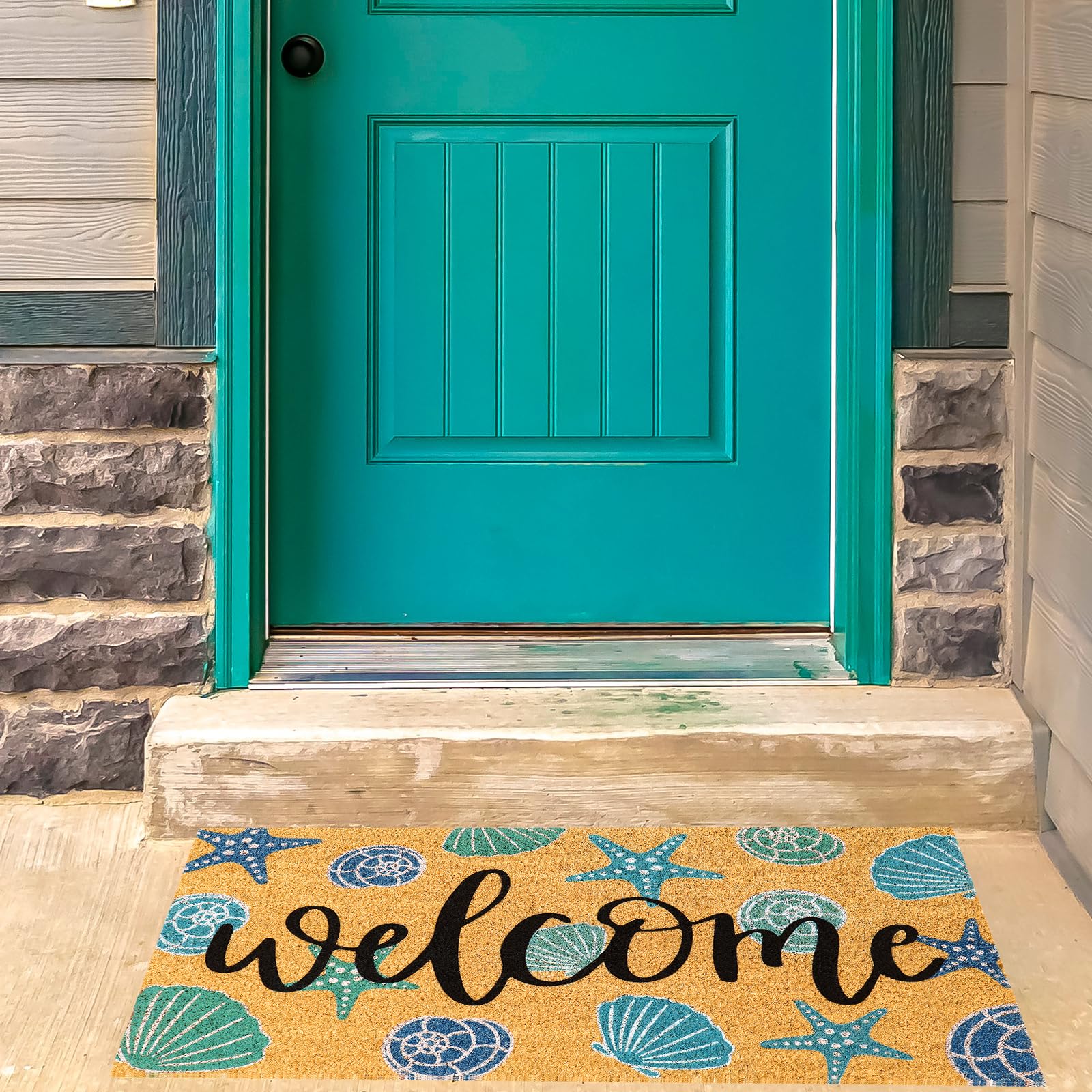 JarThenaAMCS coir door mat helps trap dirt and keep floors clean