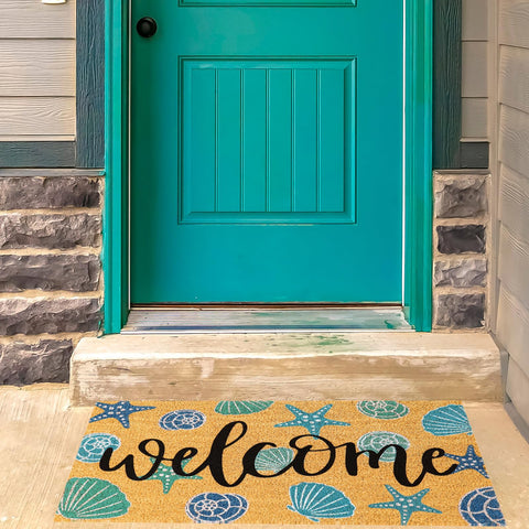 JarThenaAMCS coir door mat helps trap dirt and keep floors clean