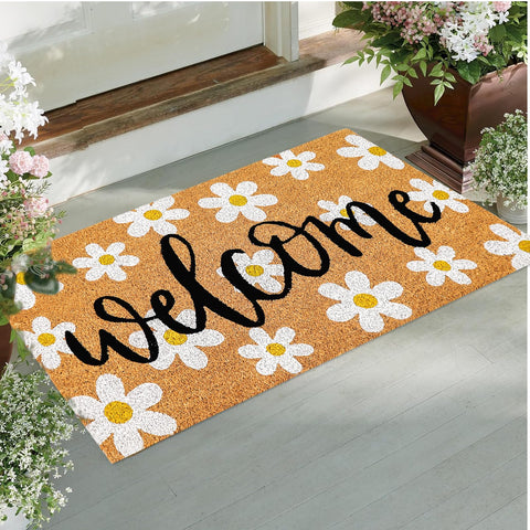 JarThenaAMCS Front-door daisies add charm and help keep moisture from floors.