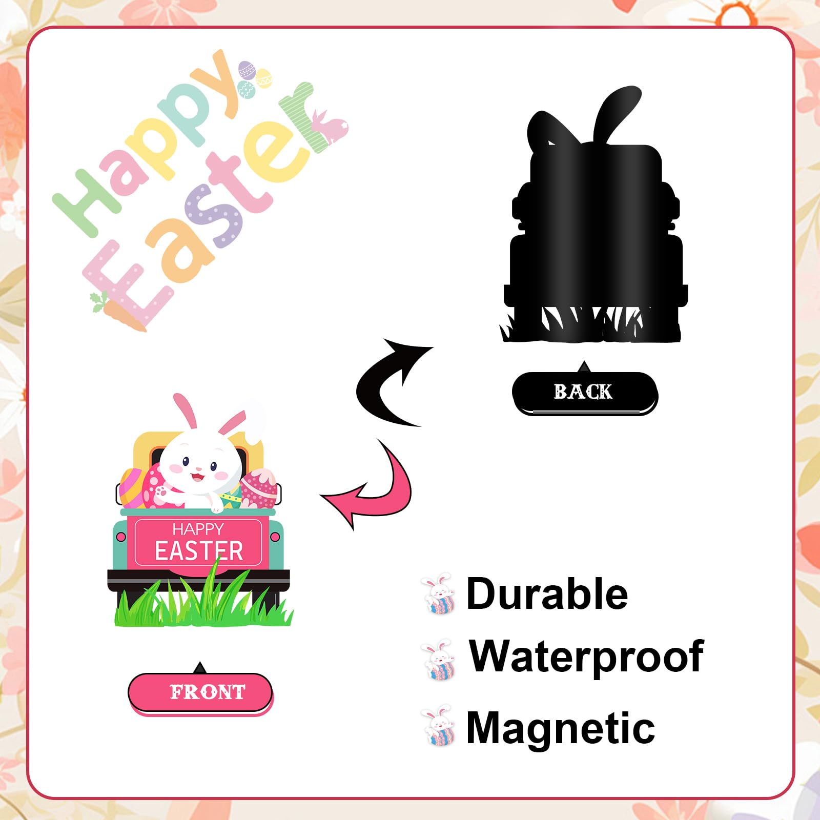 JarThenaAMCS Happy Easter words magnet enhancing fridge display