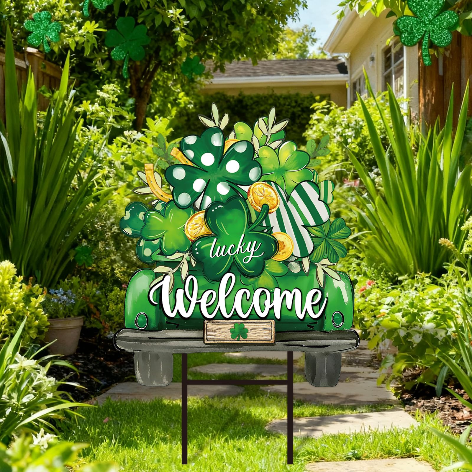 JarThenaAMCS Irish holiday garden stake perfect for patios and lawns