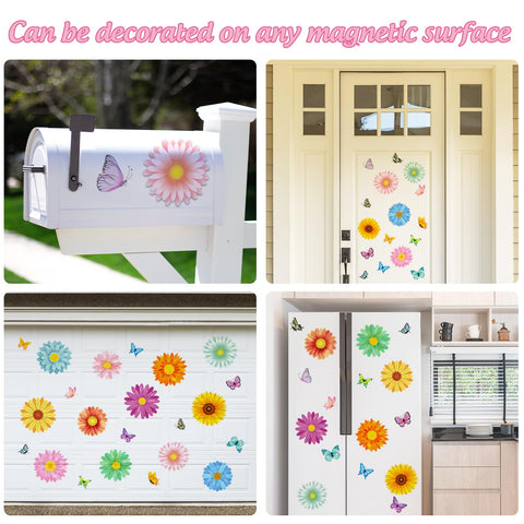 JarThenaAMCS metal surface magnets with daisy butterfly patterns
