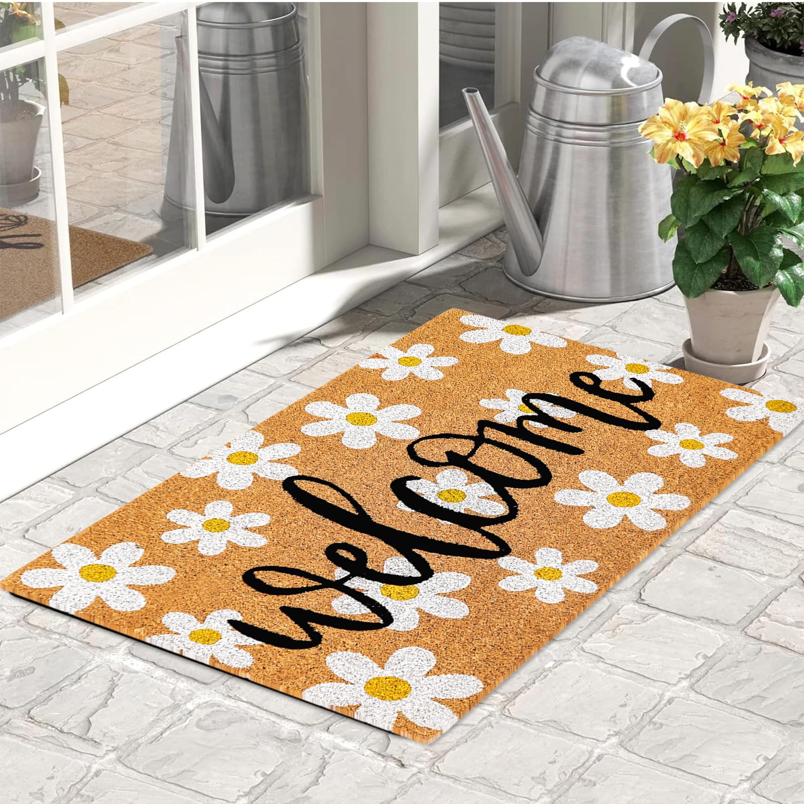 JarThenaAMCS Non-slip coir mat offers reliable dirt scraping outdoors.