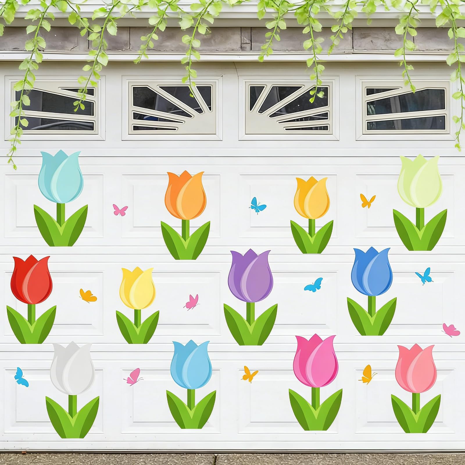 JarThenaAMCS spring tulip butterfly magnets decorate fridge to create cheerful spring ambiance