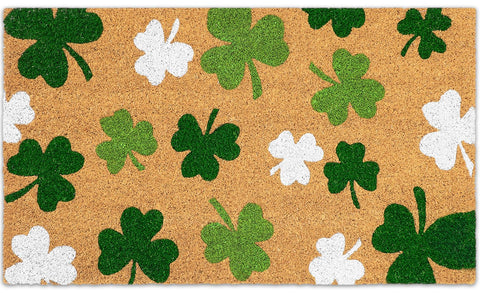 JarThenaAMCS shamrock-green doormat traps dirt at entry for cleaner floors.