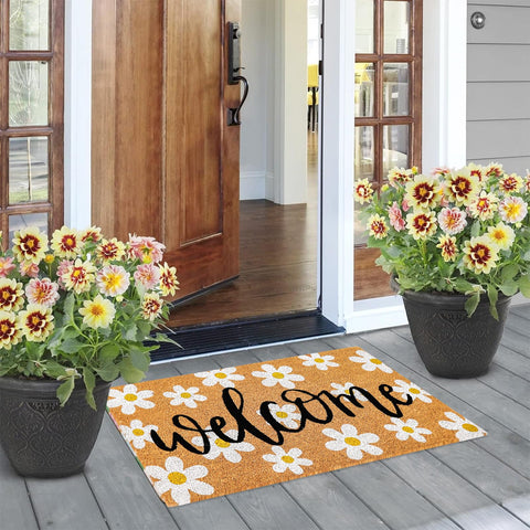 JarThenaAMCS Welcome daisies mat suits entryways, kitchens, and offices.