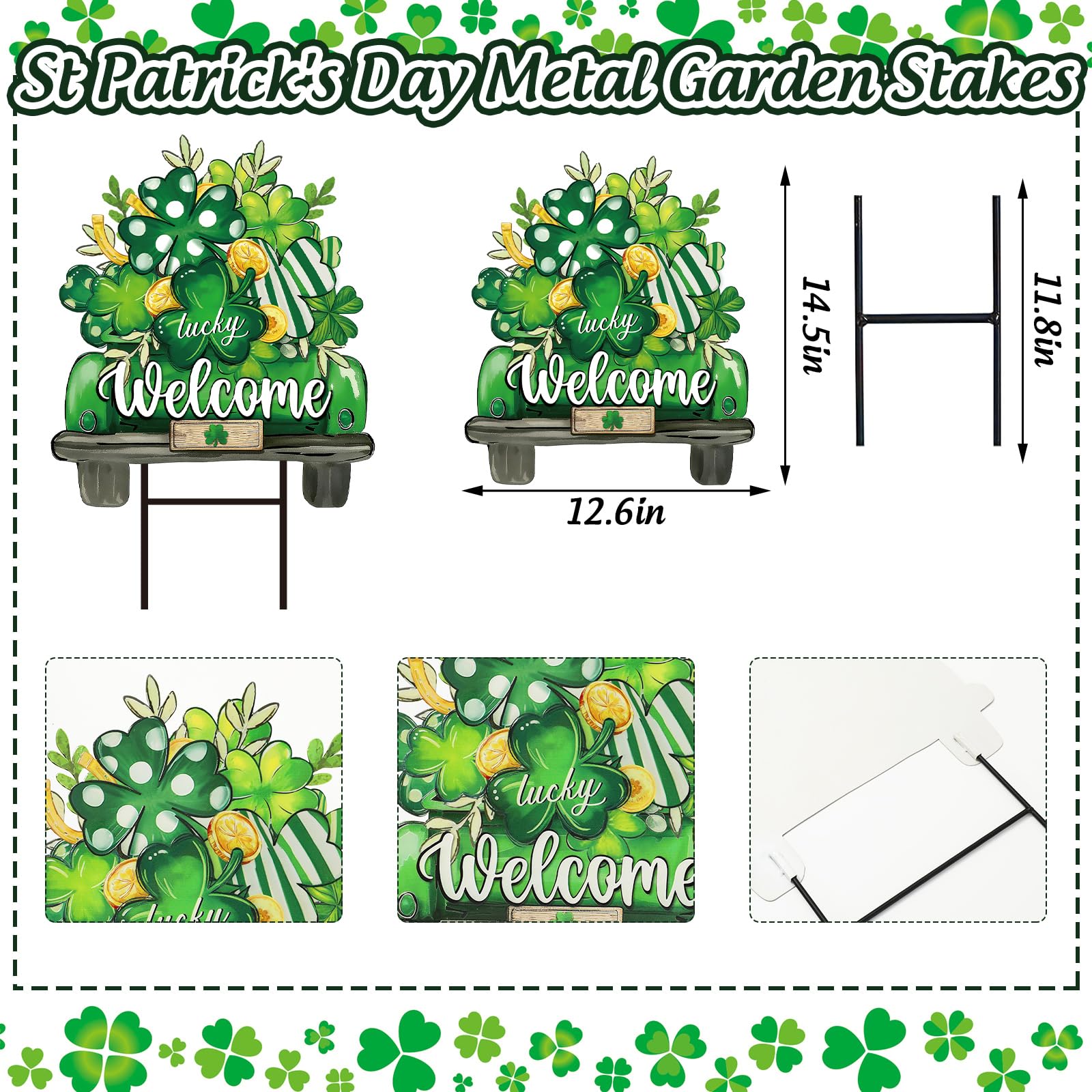 JarThenaAMCS Welcome shamrock yard stake adds a welcoming touch to porches