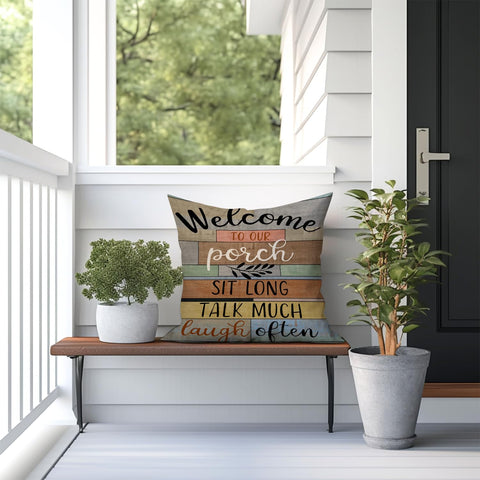 Jartinle farmhouse-style linen pillow cover elevates indoor or patio decor.