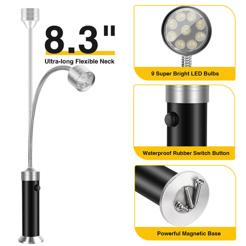 Jasee grill light with an 8.3 inch gooseneck for precise positioning.