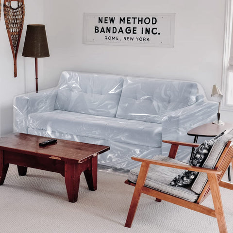 Jassoka plastic loveseat cover fits 84W x 40D loveseats for full coverage.
