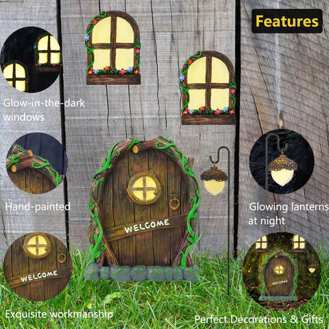 Jauay fairy door hooks installation demonstrates easy mounting on trees or planters.