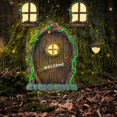 Jauay glow fairy window left lights up outdoor space with playful nighttime glow.
