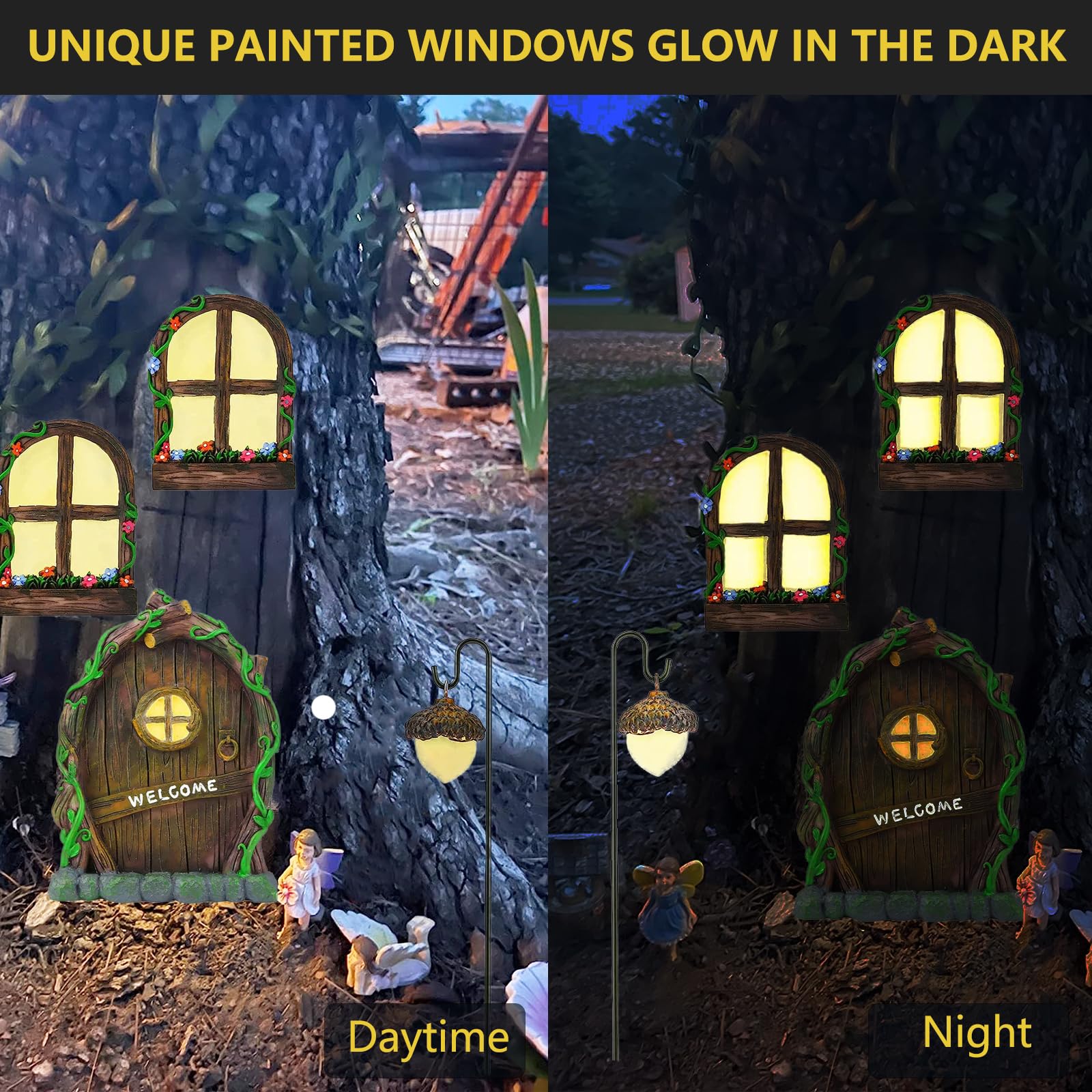 Jauay glow fairy window right creates ambience and discovery for kids outdoors.